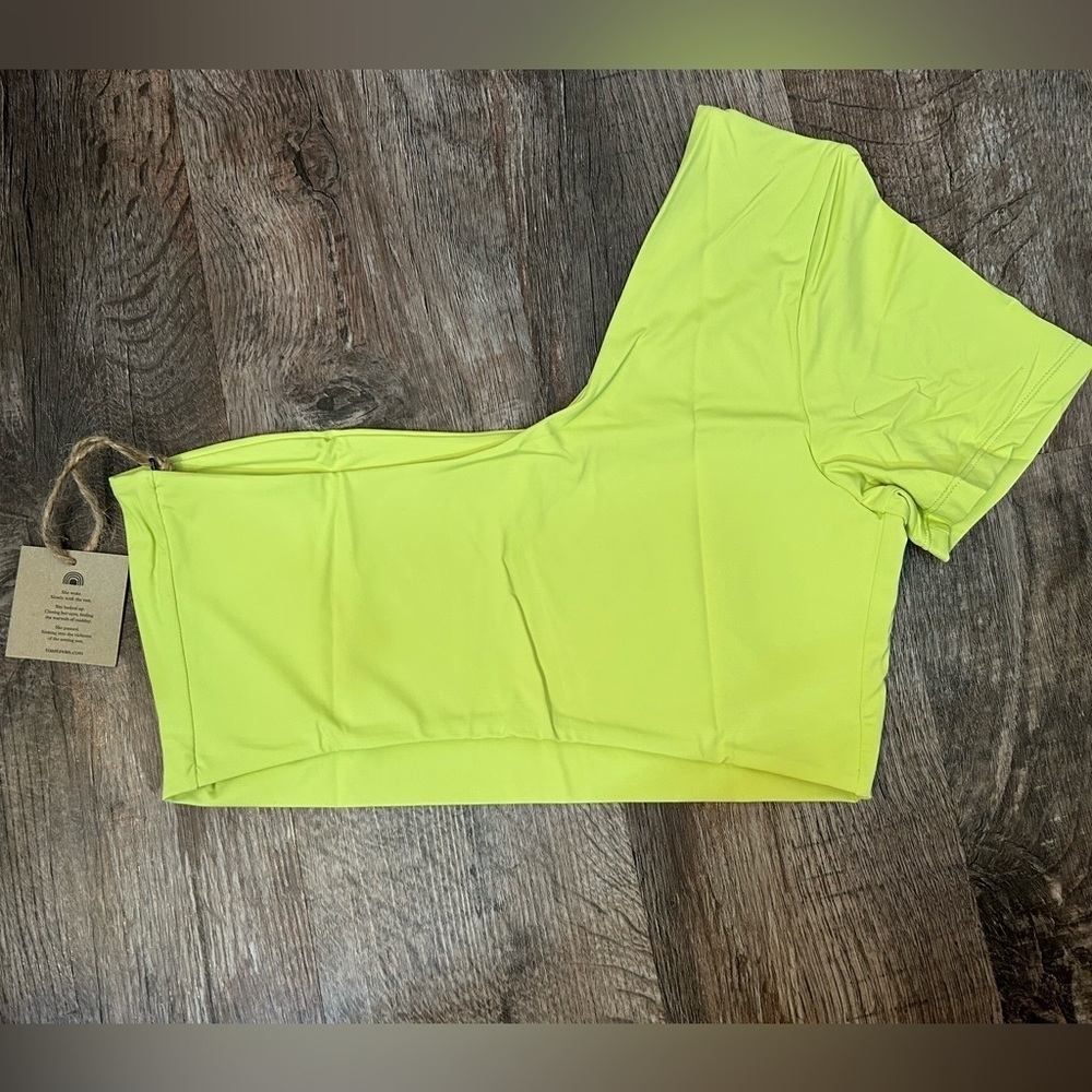 NWT Free People x Toast Swim Women's M One Shoulder Crop Bikini Top Daiquiri - Picture 4 of 6